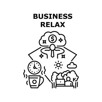 Business Relax Vector Concept Black Illustration Stock Illustration