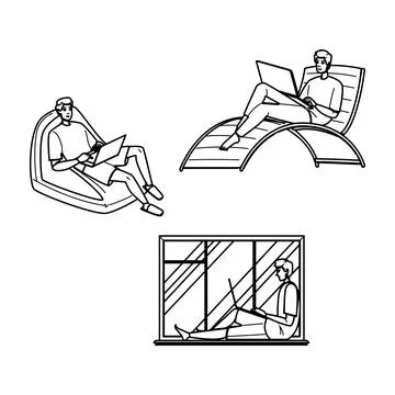 Business remote work man vector イラスト素材