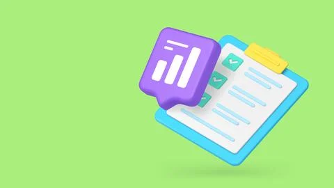 Business Report And Data Analysis 3d Banner Template Vector Illustration. Stockillustratie