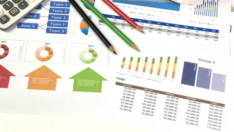 Business report and graph Stock Footage 130726955