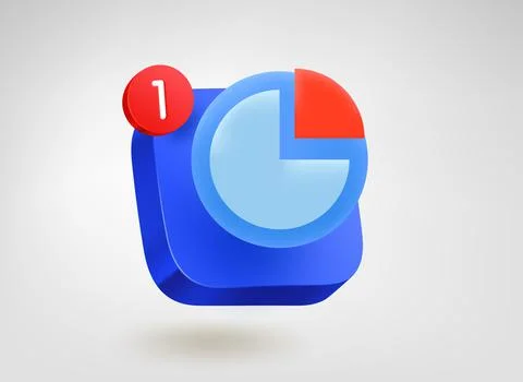 Business report concept. 3d vector mobile application icon with notification Stock Illustration