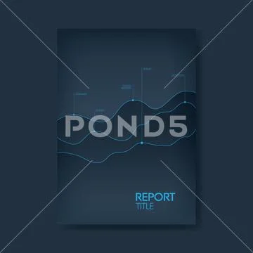 Business Report Cover Template With Dark Background And Modern Line Graph.