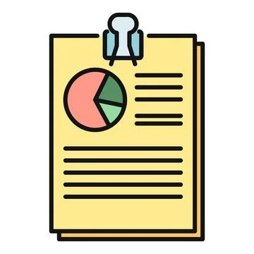 Business report document with pie chart data analysis Stock Illustration