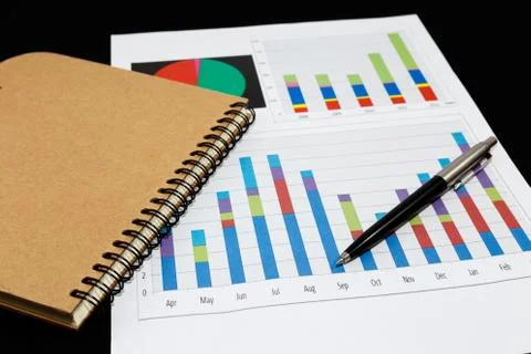 Business report  graph Stock Photos
