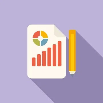 Business report icon flat vector. Computer data Stock Illustration