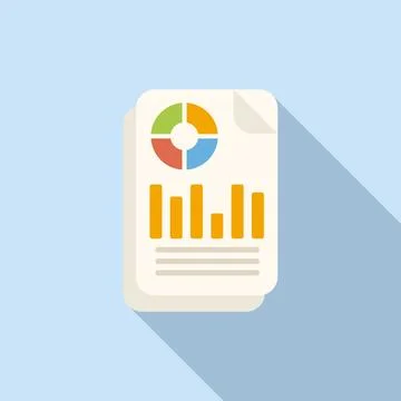 Business report icon flat vector. Digital data 스톡 일러스트