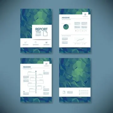 Business report template with low poly background. Project management brochure Stock Illustration