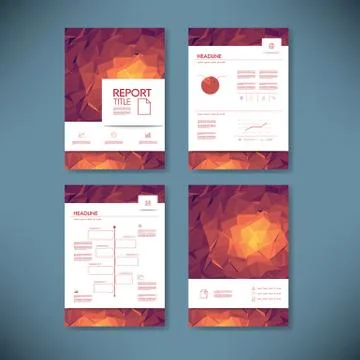 Business report template with low poly background. Project management brochure Stock Illustration