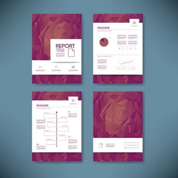 Business report template with low poly background. Project management brochure Illustrazione stock