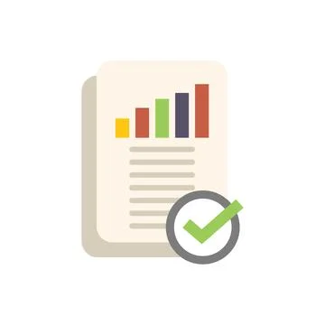 Business report validated with check mark icon Illustrazione stock