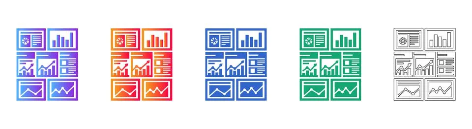 Business Reporting and Data Dashboard Icons イラスト素材