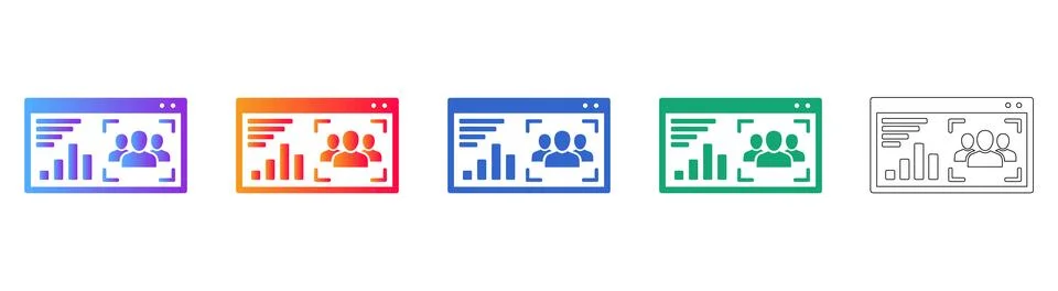 Business Reporting and Team Analytics Icons Stock Illustration