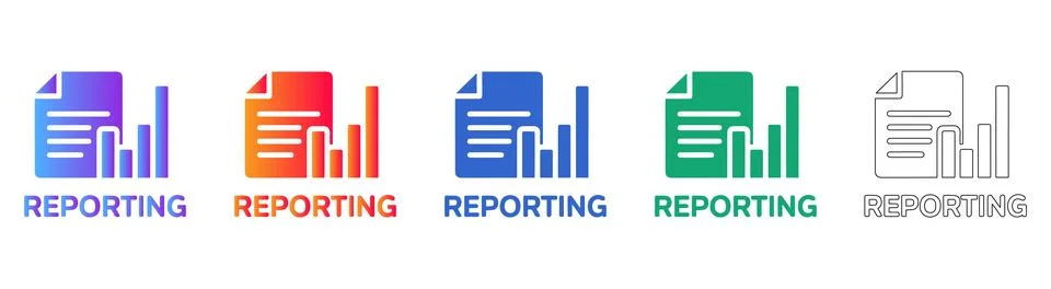 Business Reporting Data Analysis Icons Stock Illustration