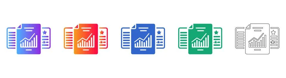 Business Reporting Document Icon Set Stock Illustration
