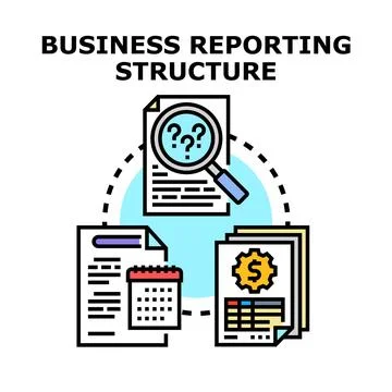 Business reporting structure for data analysis process Stock Illustration