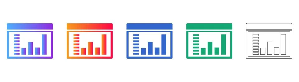 Business Reporting Table Chart Icons Stock Illustration