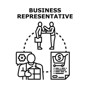 Business representative performing client consultation and product delivery Stock Illustration