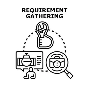 Business requirement gathering for project development management Illustrazione stock