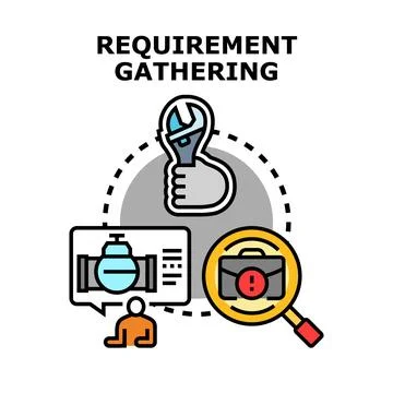 Business requirement gathering for project development management Stock Illustration