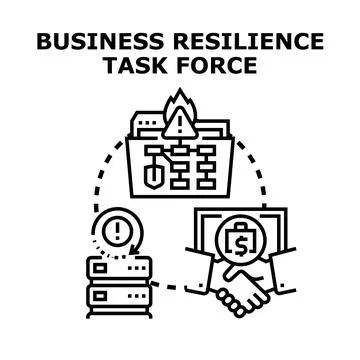 Business resilience task force planning crisis recovery Stock Illustration
