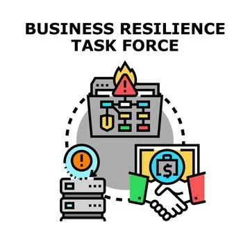 Business resilience task force planning crisis recovery Ilustração Stock