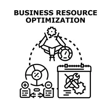 Business resource optimization for efficiency and improving productivity Stock Illustration