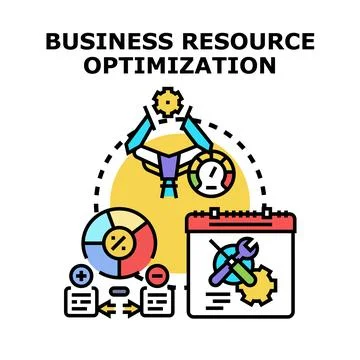 Business resource optimization for efficiency and improving productivity Stock Illustration