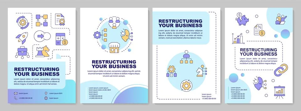 Business restructuring blue gradient brochure layout Stockillustratie