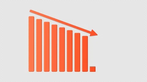 Business Revenue Decline Graph - Declining Sales Bar Chart on Alpha Stock Footage 334732255