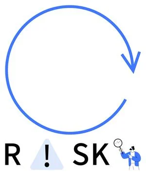 Business Risk Analysis Concept with Circular Arrow and Alert Symbol Stock Illustration