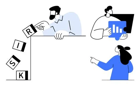 Business Risk Management Concept with Analytics and Teamwork Stock Illustration
