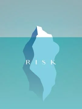 Business risk vector concept with large iceberg hidden under water. Symbol of Stock Illustration