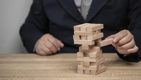 Business risks, job instability, the collapse of mind, businessman Stock Photos