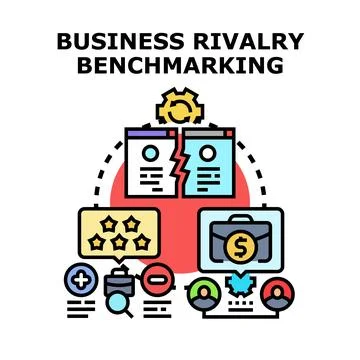 Business rivalry benchmarking detecting competitor performance strategy Stock Illustration