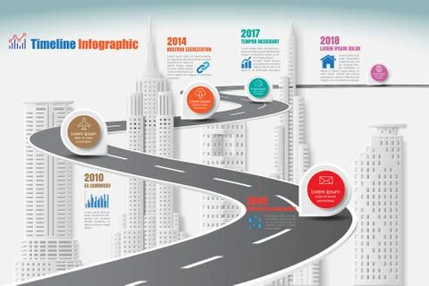 Business road map timeline infographic expressway concepts, Vector Illustrati Stock Illustration