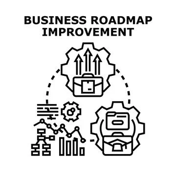 Business roadmap development path optimizing strategy Stock Illustration