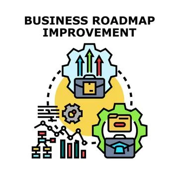Business roadmap development path optimizing strategy Stock Illustration