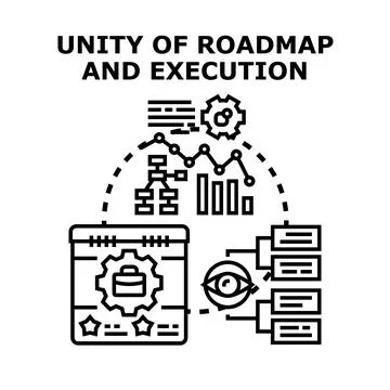 Business roadmap unity of strategic planning and execution Stock Illustration