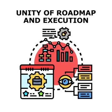 Business roadmap unity of strategic planning and execution Stock Illustration