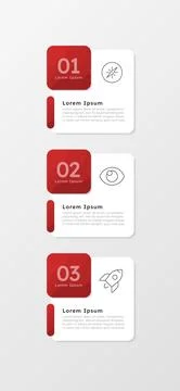 Business roadmap visualization red square infographic 3 steps Illustrazione stock