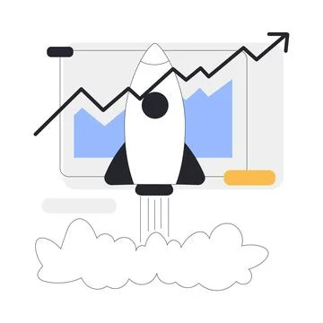 Business with Rocket Launch and Graph Income Growth Vector Illustration 스톡 일러스트