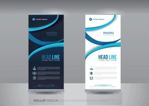 Business roll up for technology concept layout for business banner template. Stock Illustration