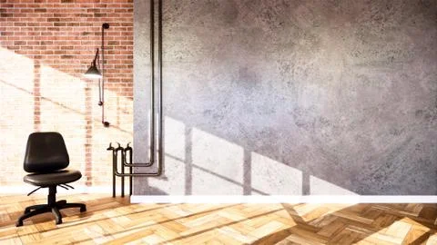 Business room  Empty Loft style with white brick and concrete wall design lof Stock Illustration