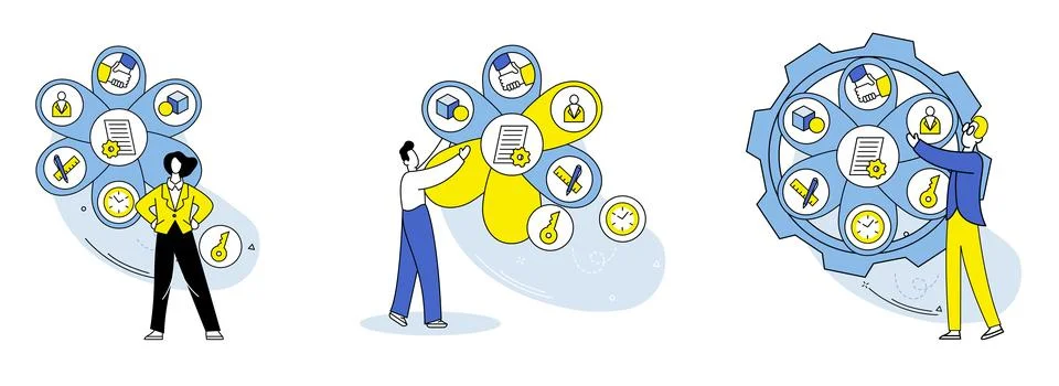 Business routine. Working professionals often find themselves caught up in Illustrazione stock