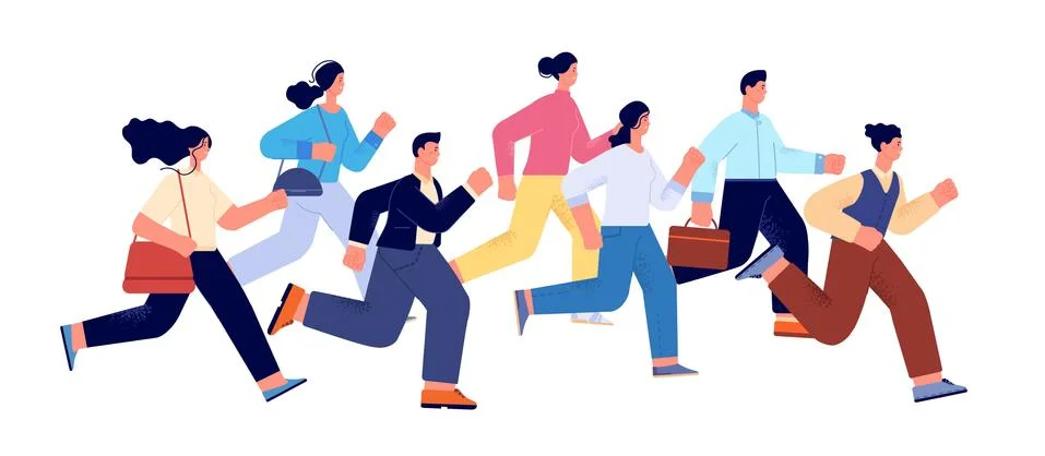 Business run competition. Office worker running, man woman rivalry. Successful Stock Illustration