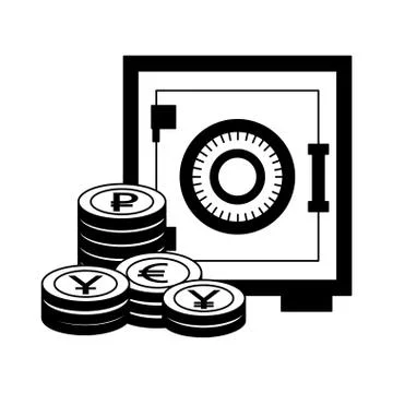 Business safe box stack coins money Stockillustratie