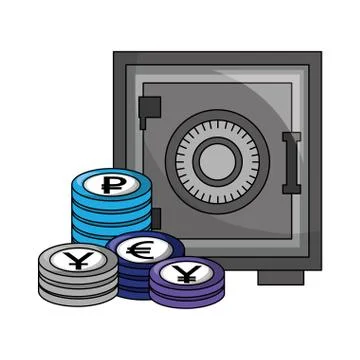 Business safe box stack coins money イラスト素材