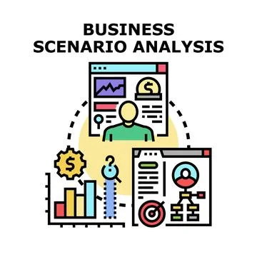 Business scenario analysis planning future strategy Stock Illustration