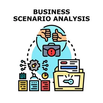 Business scenario analysis project planning and decision making Stock Illustration