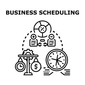 Business scheduling comparing time, money, and task management Stock Illustration
